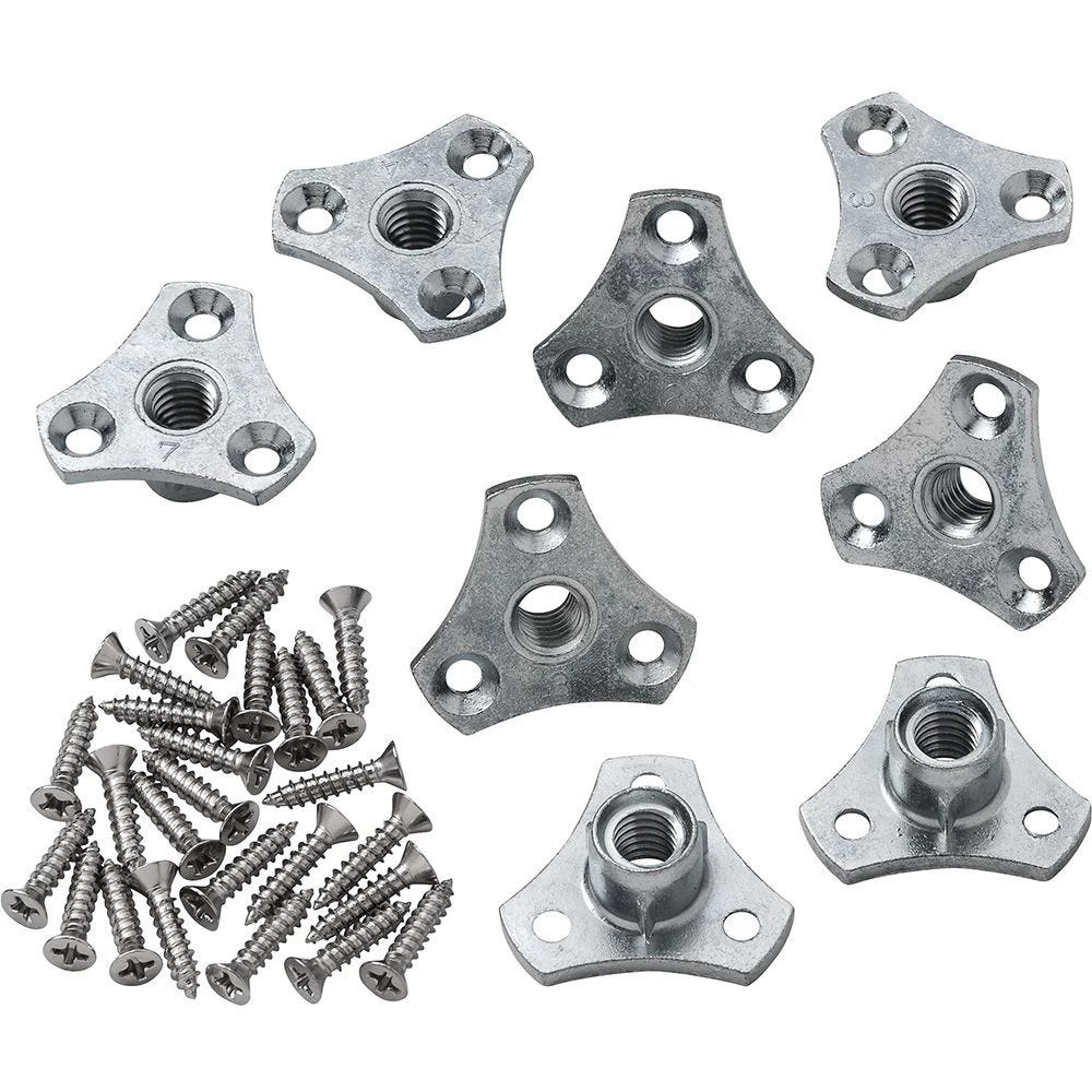 Screw-On Tee Nuts, 5/16" X 18 TPI, 8 Pack