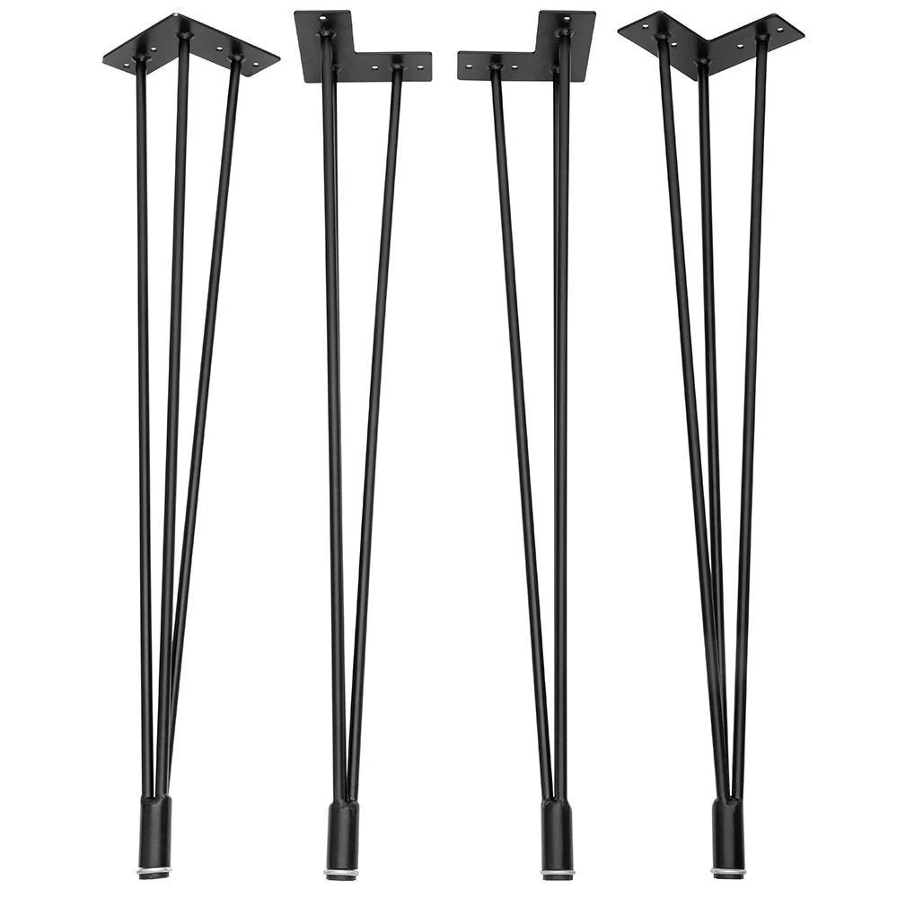 I-Semble 3-Rod Hairpin Table Legs W/Adjustable Feet, 4-Pack, Black - Image 5