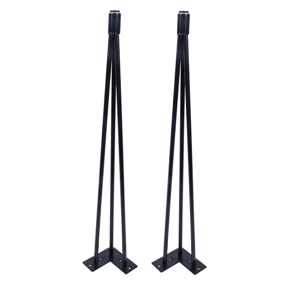 I-Semble 3-Rod Hairpin Table Legs W/Adjustable Feet, 4-Pack, Black - Image 9